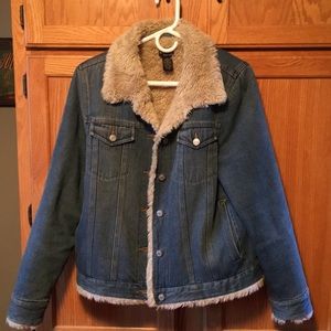 Fur lined jean jacket